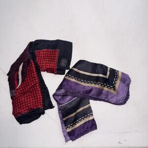 Vintage 100% Silk Abstract Designer Old Money Handkerchief Napkins